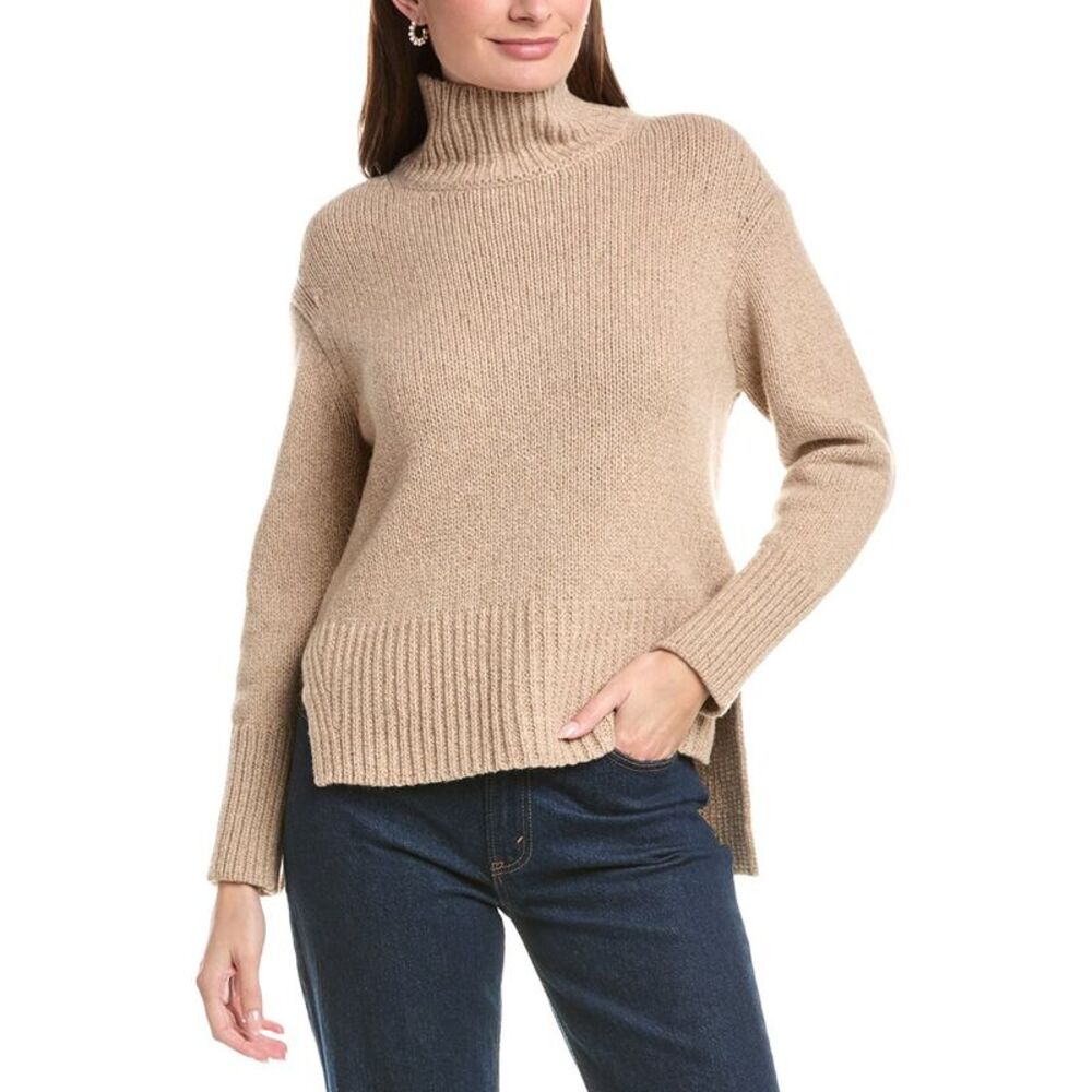 Lafayette 148 New York Womens Mock Neck Drop Shoulder Cashmere-Blend Sweater,